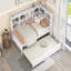 Lit de jour simple en bois avec lit gigogne simple, lit de jour avec tablette de rangement et ports de chargement USB