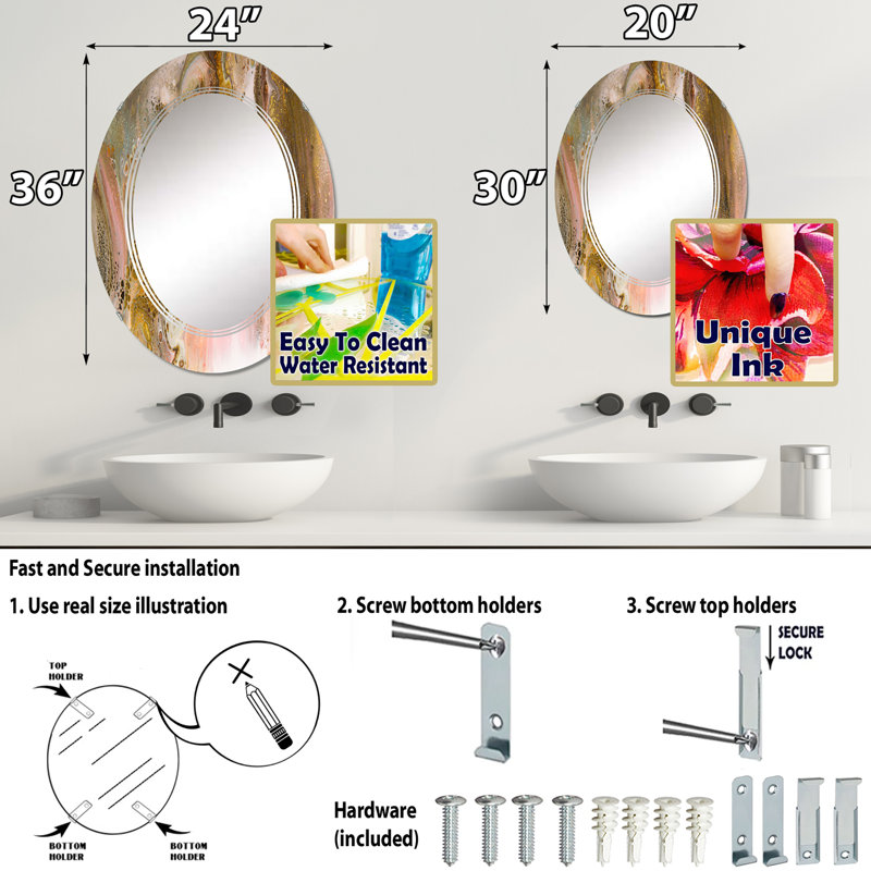 Miroir de salle de bain sans cadre, 36 po x 24 po
