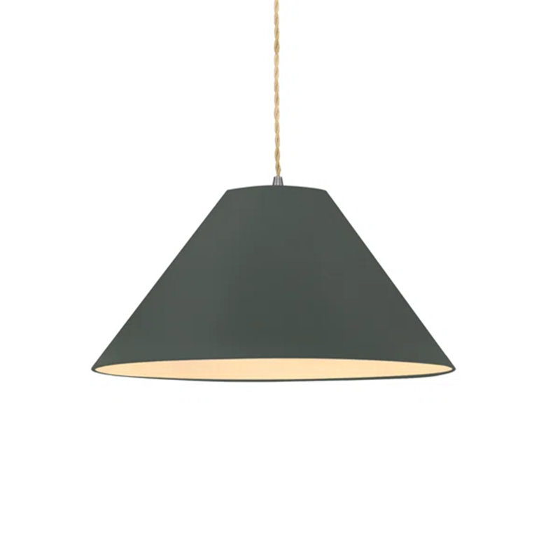 Radiance - Luminaire suspendu 1 lumière Avola - l 15 po x H 7,25 po - ampoule remplaçable - cordon torsadé beige, Étain, vert