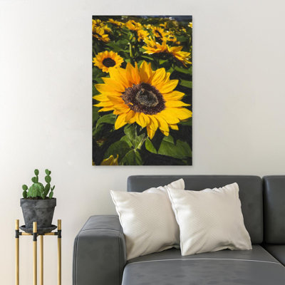 Tournesol jaune en gros plan photographie 103 - 1 pièce, reproduction d'art graphique sur toile tendue