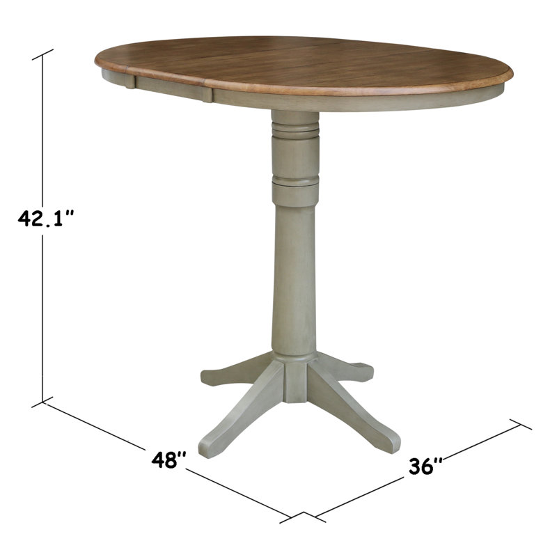 Ileia Extendable Solid Wood Dining Table, Hickory/Stone
