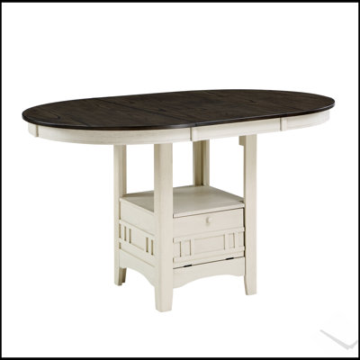 Traditional Design Counter Height Dining Table with Extension Leaf and Storage Base for Elegant Dining