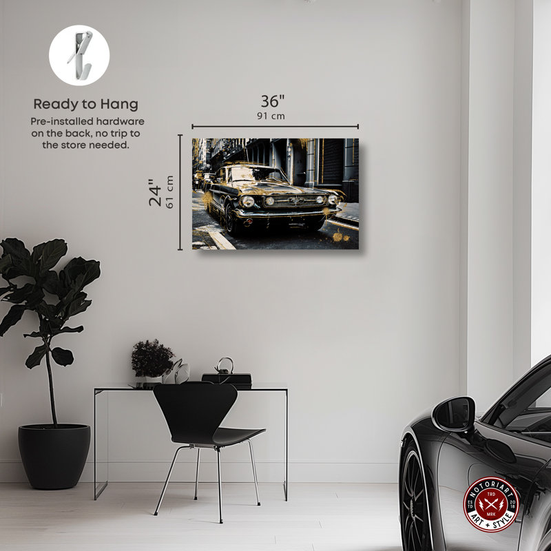 «Rock and Roll Ride Racing Car Print Man Cave» par Notoriart, Toile tendue, H 24 po x l 36 po