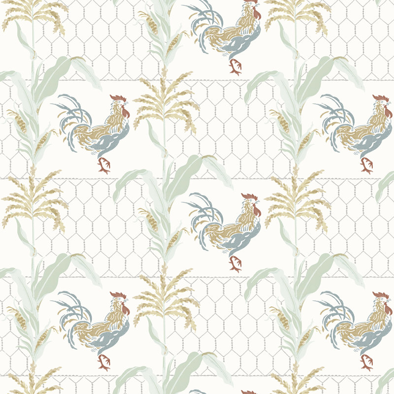 Papier peint coq gris hank, Gris