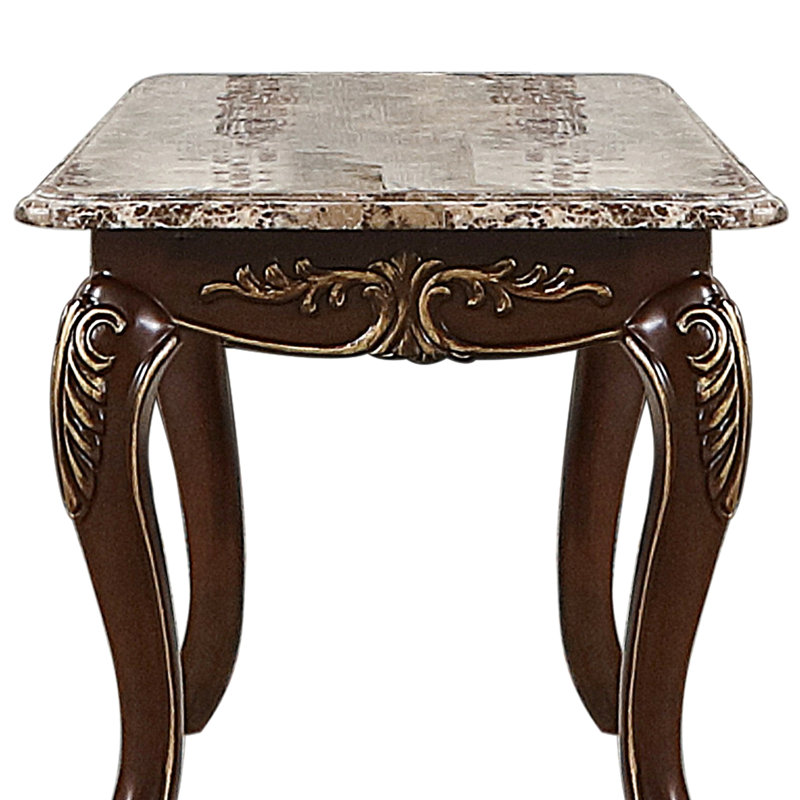 Dessus de bureau polyvalent, en bois et marbre, décore les espaces de vie, table de bout en cerisier riche sans assemblage, convient à tout style d'intérieur, prêt à être utilisé instantanément