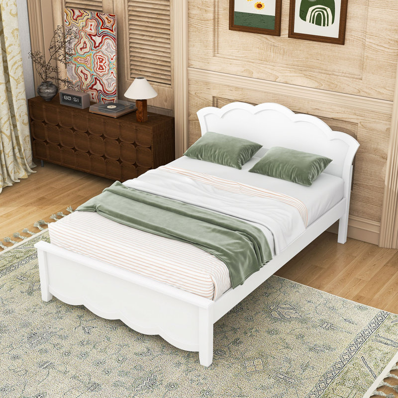 Lit plateforme en bois avec tête de lit et pieds, Full