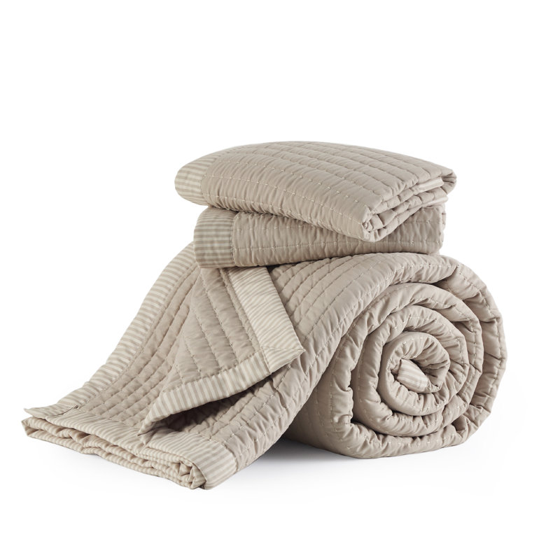 Bedspread Coverlet Lightweight Soft Quilt Bedding Set, Twin Quilt + 1 Standard Pillow Sham, Taupe Corduroy