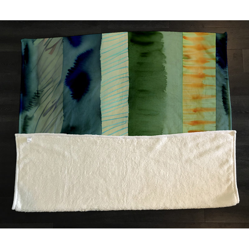 Throw Blanket, 51" W x 60" L, Striped/Abstract, Green/Orange