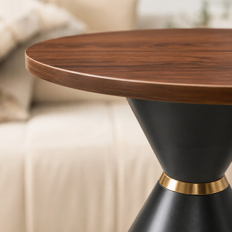 Ensemble de tables basses rondes 2 pièces, Walnut / Black