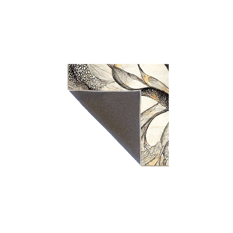 Tapis tissé à motif crème rayé et lavable, Carré 4 pi 11 po