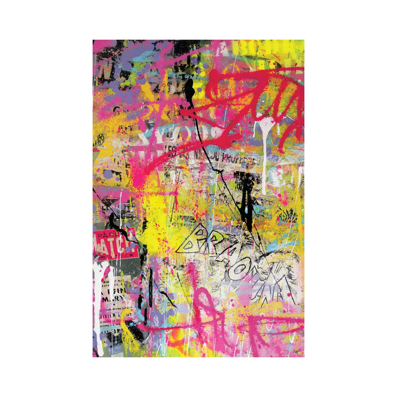 Peinture rose graffiti, Canevas, H 40 po x l 26 po x P 1,5 po