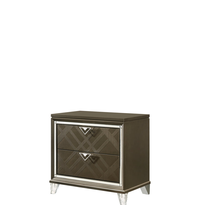 Dark Champagne Nightstand With Enhanced Visual Appeal Modern Framework Structure