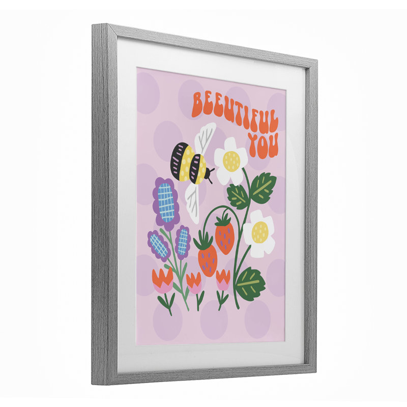 «Beeuitorable You Uplifting Bee», reproduction sous verre encadrée, design par Jilly Jack Designs, H 21 po x l 17 po