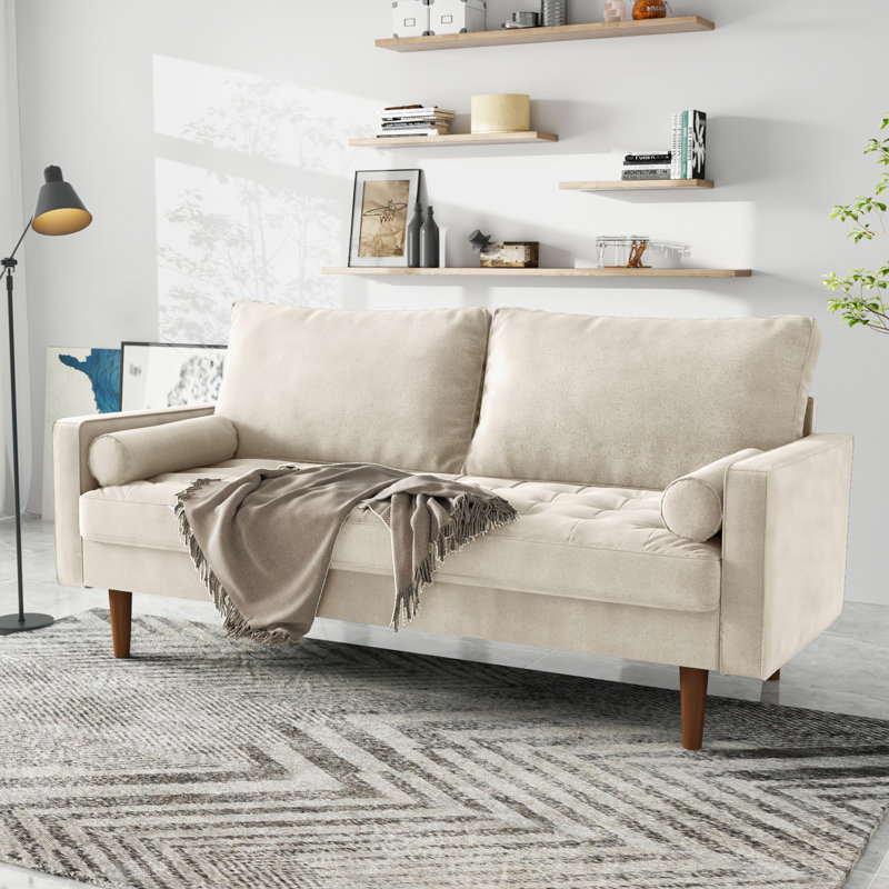Mauck Modern Sofa,70 Inch Velvet Couch for Living Room,Spring Cushions,Solid Wood Frame,Easy Assembly for Small Spaces