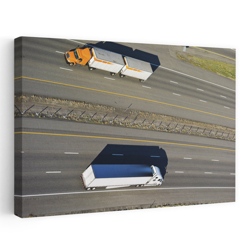 Trucks moving on a highway Interstate 80 Park City Utah USA 1 Piece Wrapped Canvas Wall Art, 40.64 cm H x 60.96 cm W