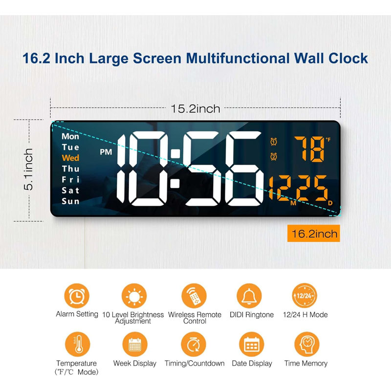 Orabell Wall Clock, 15.2" H x 5.1" W x 3" D