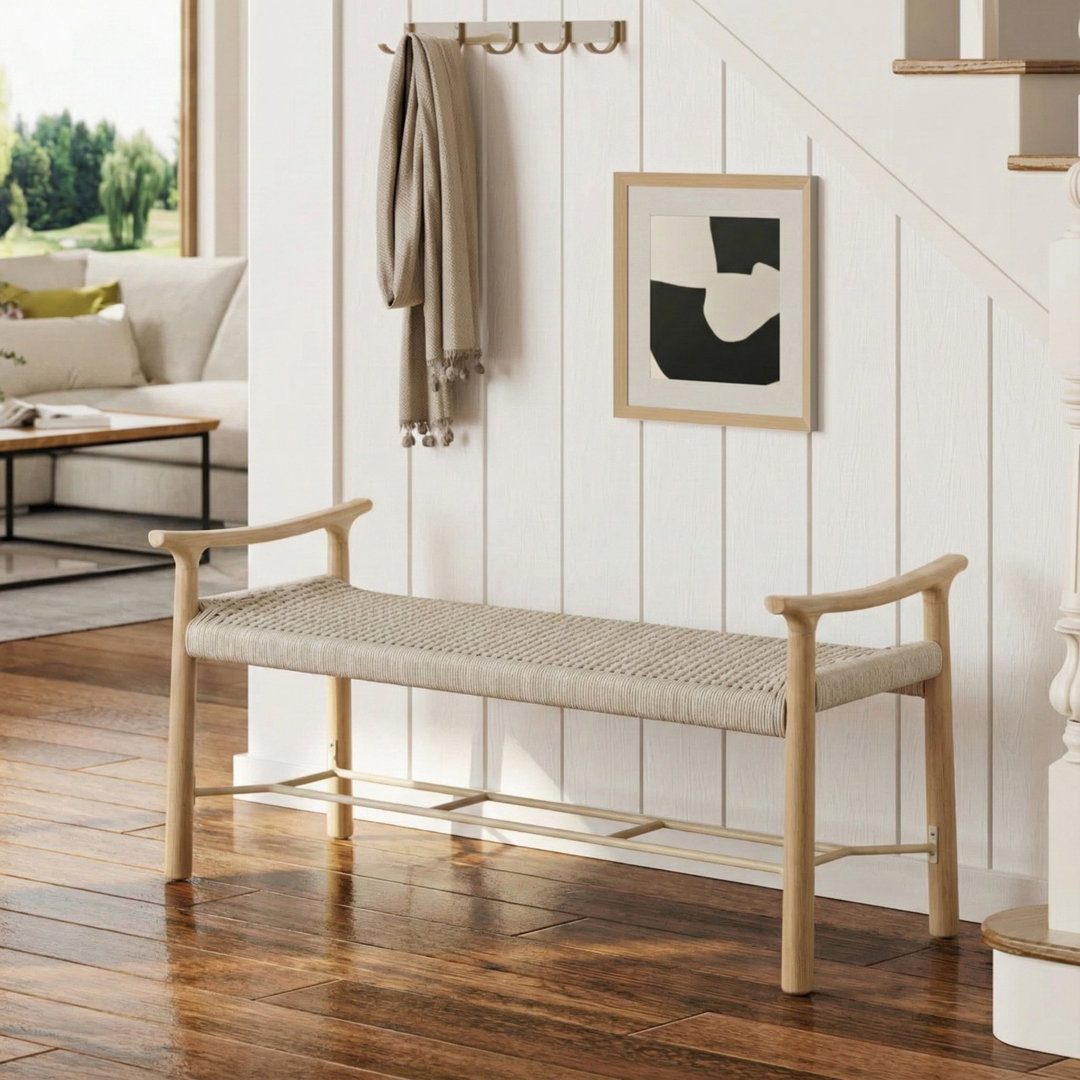 Solid Oak Entry Way Bench with Shoe Storage Corrigan Studio®