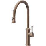 Davoli Pull-Down Kitchen Faucet with Button Sprayer - High Arc Spout