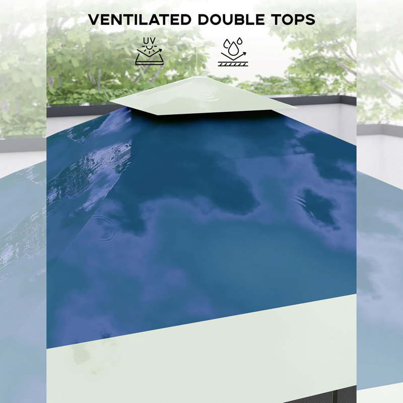 Auvent 13 'x 13' escamotable - Extérieur imperméable et résistant aux rayons UV