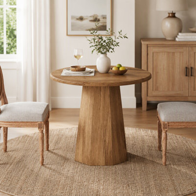31.5" Round Dining Table for 4, Small Kitchen Table with Octagonal Base for Dining Room