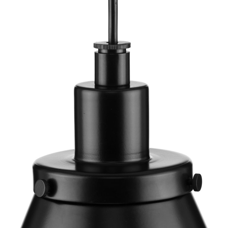 Luminaire suspendu conique à 1 lumière Landrich, Noir mat, Noir mat