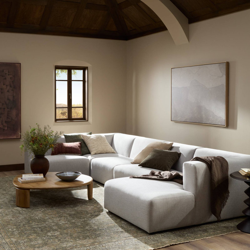 Lawndale Sectional, Napa Sandstone Polyester Blend, Right Hand Facing