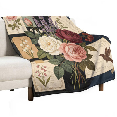Jeté en flanelle Vintage Floral Botan Vintage