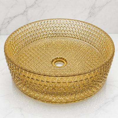 Lavabo de salle de bain vasque circulaire en verre trempé 14 po Scotch - Collection Timeless