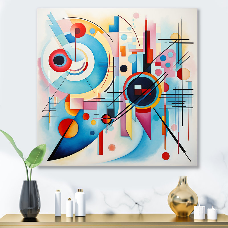 Blue And Pink Abstract Geometric Vision 5 - Geometric Metal Wall Art, 29" H x 29" W