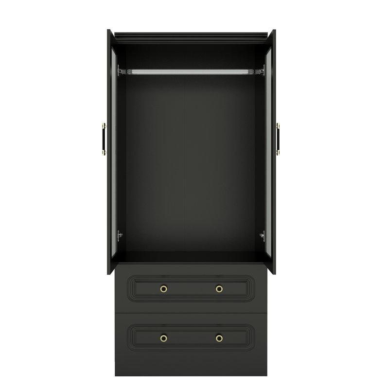 Armoire-penderie autoportante avec acrylique, garde-robe moderne pour le rangement, Noir, noir, noir, noir