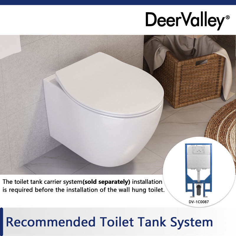 DeerValley 4L/6L LPF Elongated Wall Mounted Wall Hung Toilets (Seat Included), White