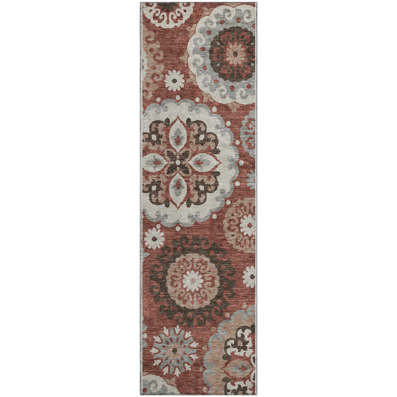Premium Machine Washable Prisco Paprika Rug, Runner 2'3" x 7'6"