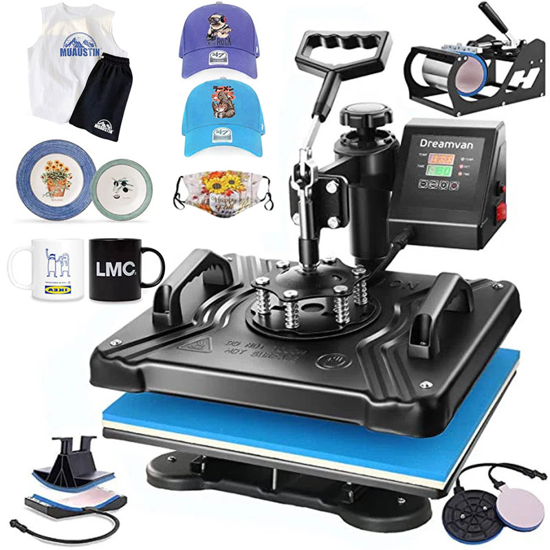 Presse à chaleur combinée 5 en 1 15 "x 12" Sublimation par transfert de chaleur pour t-shirts bricolage