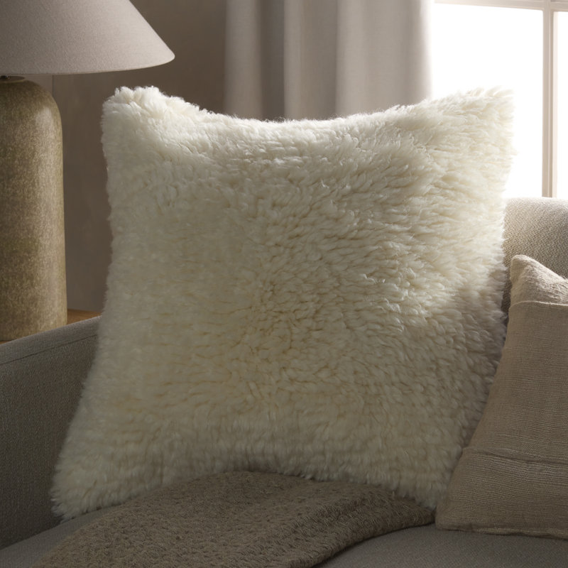 Bacci Handmade Solid Pillow, Polyester, Square 24", White Moroccan