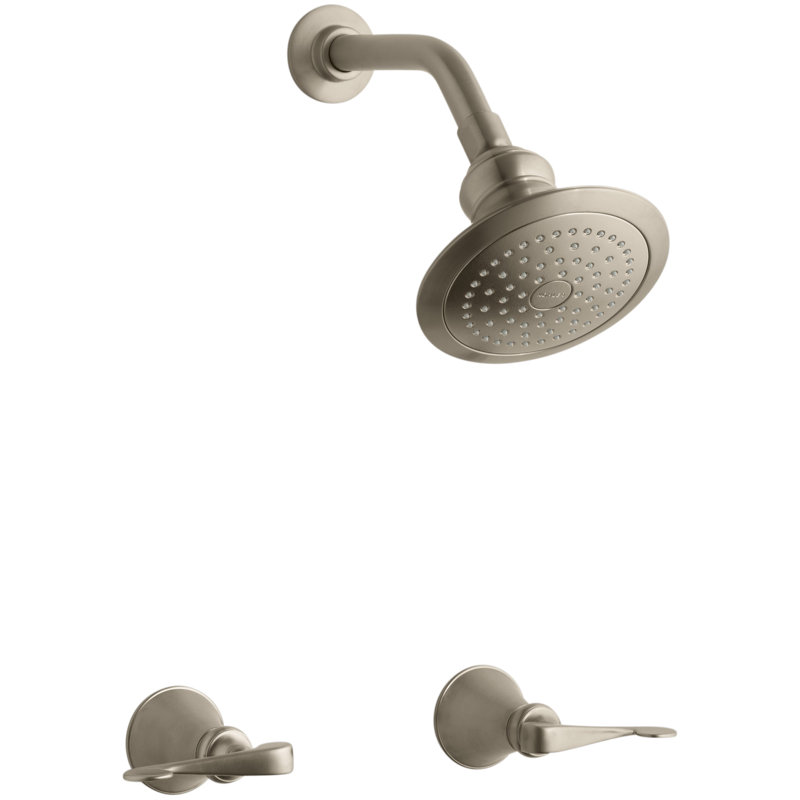 Ensemble de robinet de douche avec poignées leviers à volute et pomme de douche à fonctionnalité unique, douche et bride standard Revival