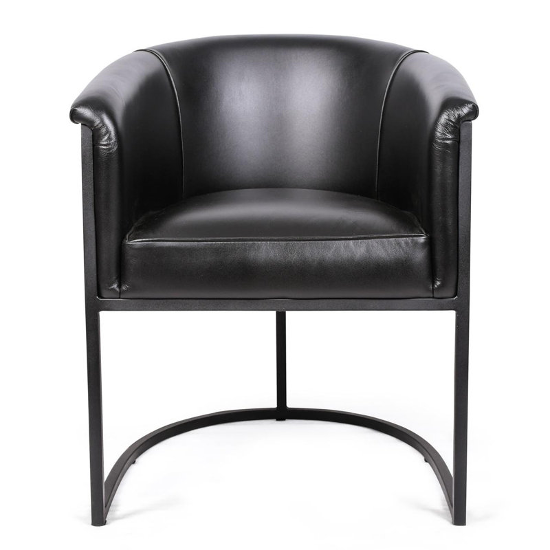 47 cm H Genuine Leather Cantilever Chair, Black