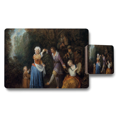 Vintage Painting Inspired Music Scene Placemat And Coaster Set