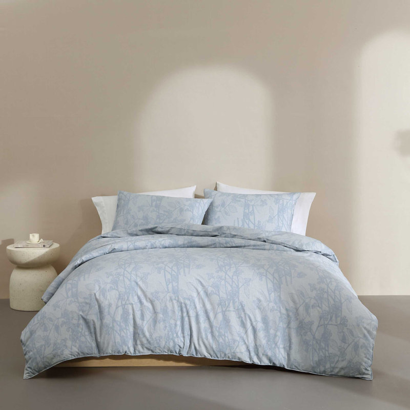 Calvin Klein Bayberry Cotton Blue Duvet Cover Set, King Duvet Cover + 2 King Shams
