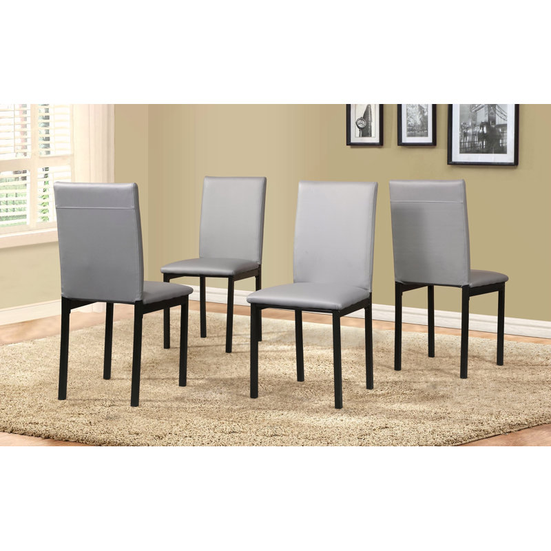 Chaises de salle à manger en similicuir, ensemble de 4, Gris