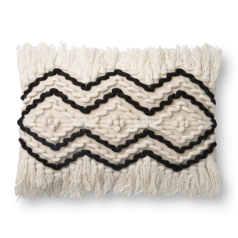 Essence Geometric Lumbar Pillow Cover, Black
