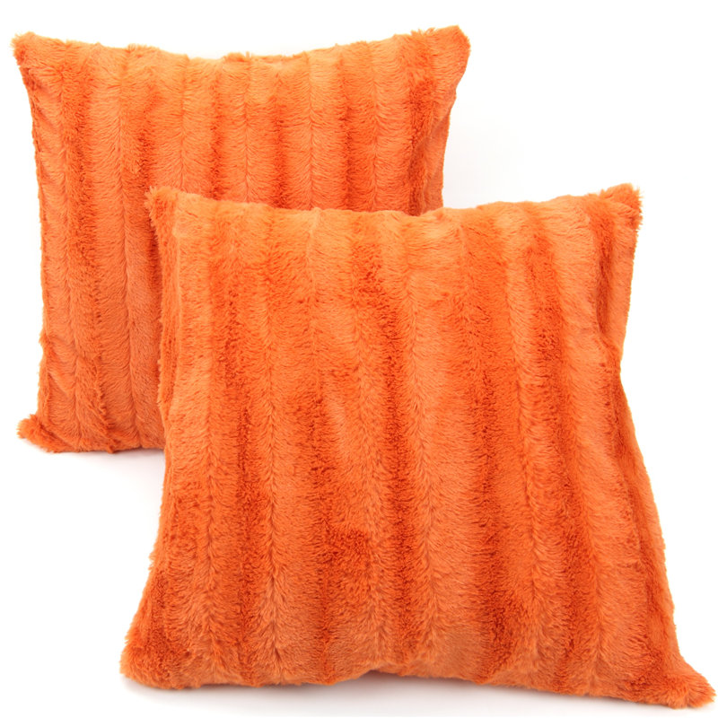 Housse de coussin en similifourrure, 18 po x 18 po, rouille