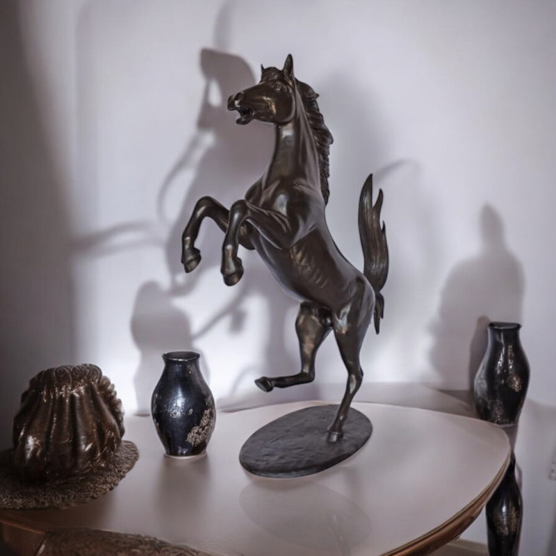 Statue de cheval en bronze bronze - sculpture moyenne élégante pour collectionneurs d'art unique, L 28 po x l 11 po x H 40 po