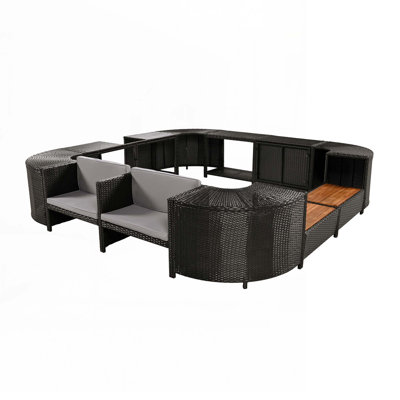 Ensemble de canapé modulaire d'extérieur en rotin
