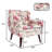 Jaqueze Upholstered Pattern White Linen Blend Tufted Wide Back Armchair with Solid Wood Leg-1897452732