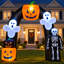 Arche gonflable d'Halloween Sewinfla de 2,4 m avec lumière DEL intégrée, citrouille et fantôme, entrée d'arche gonflable d'Halloween avec souffleur, installation facile, idéale pour la décoration intérieure, extérieure, de jardin et de pelouse.