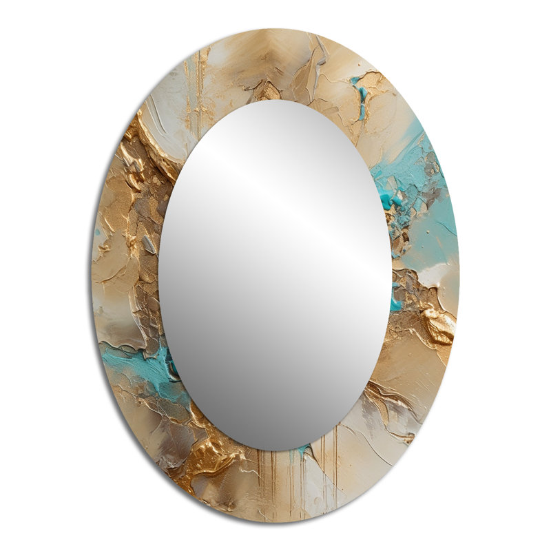 Miroir mural ovale sur fond doré, 40 po x 30 po