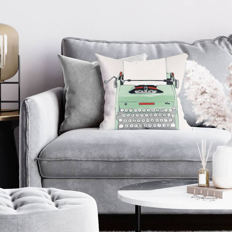 Mint typewriter - 16"x16" Throw pillow - Poly twill - Print on demand, Mint