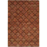 Wool Geometric Area Rug in Rust
