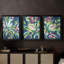 Blue Tropics I  -Custom Framed  Wrapped Gallery Canvas - 3 Pieces-242499692