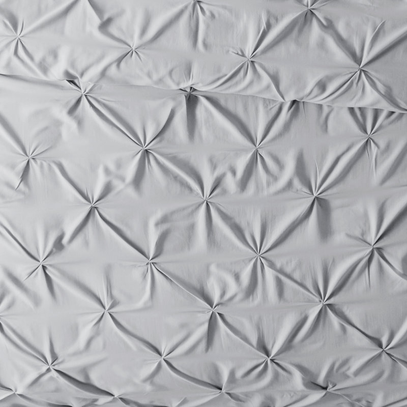 Light Gray Microfiber Pintuck Twin Duvet Cover Set